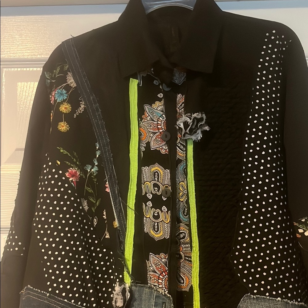 Ela Black Patchwork Jacket - image 3